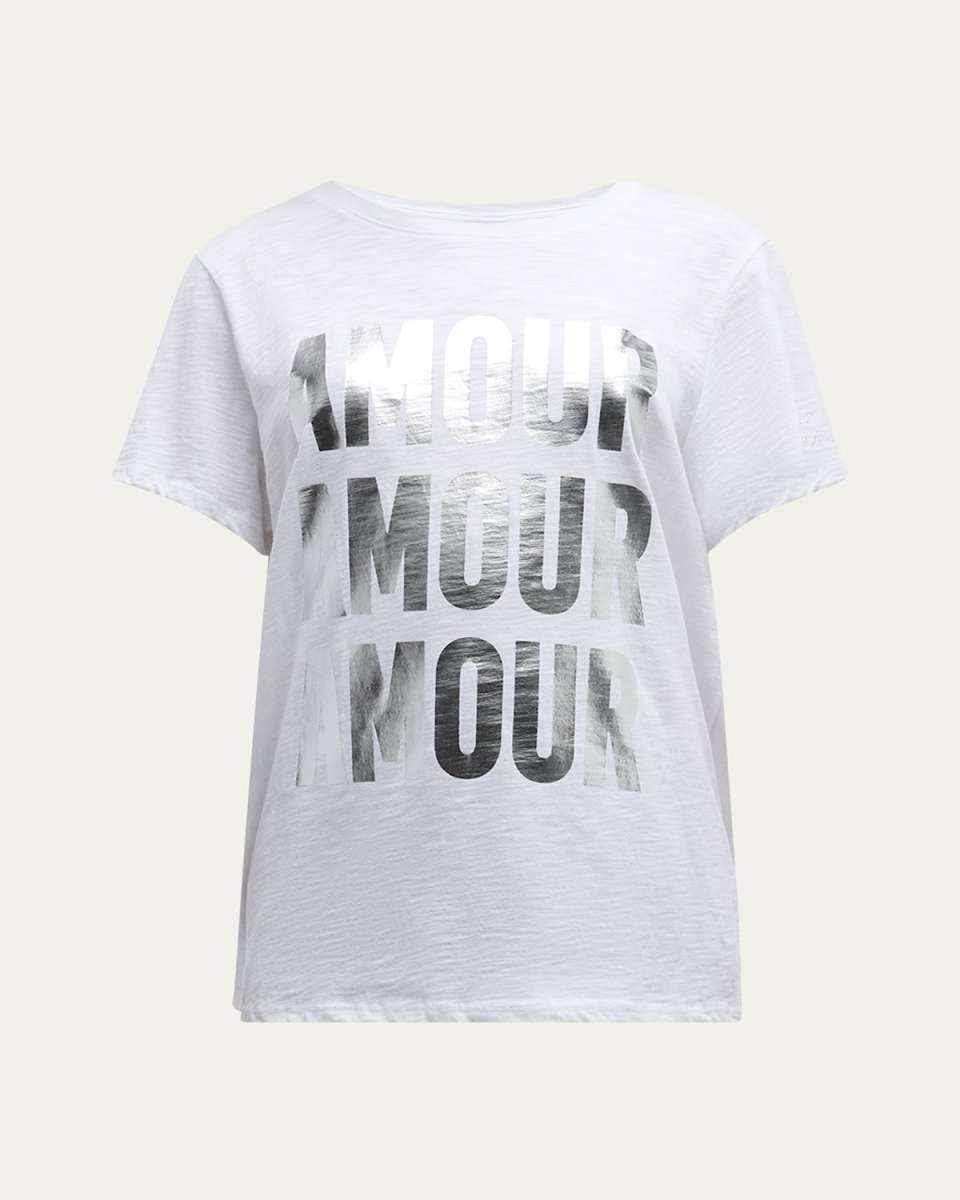 Amour Foiled Print Short-Sleeve Cotton Tee